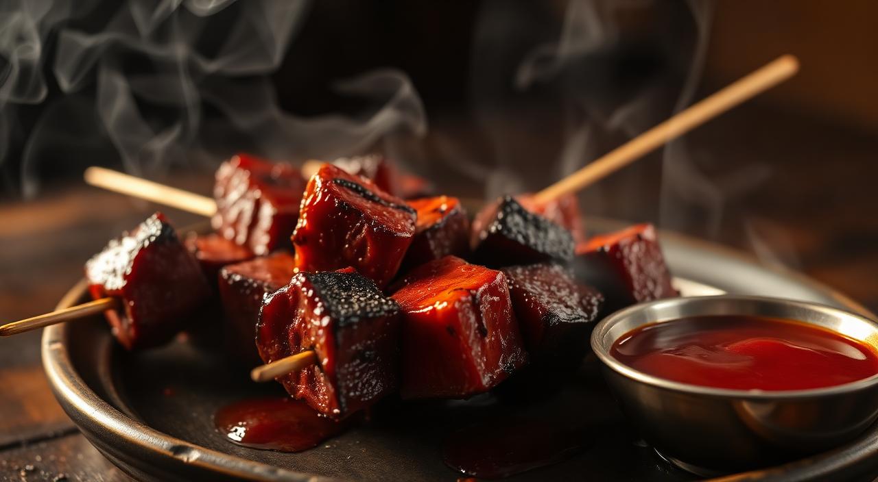 Smoked Anticucho Skewers — Beef Heart, Low Then High