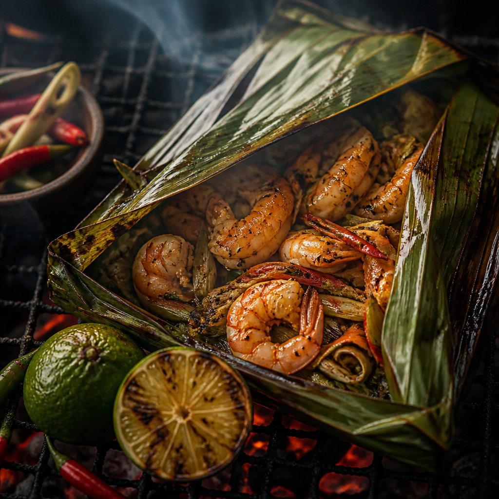 Banana-Leaf Smoked Shrimp