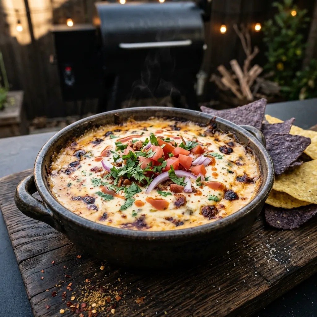 Simple Pellet-Cooker Smoked Queso