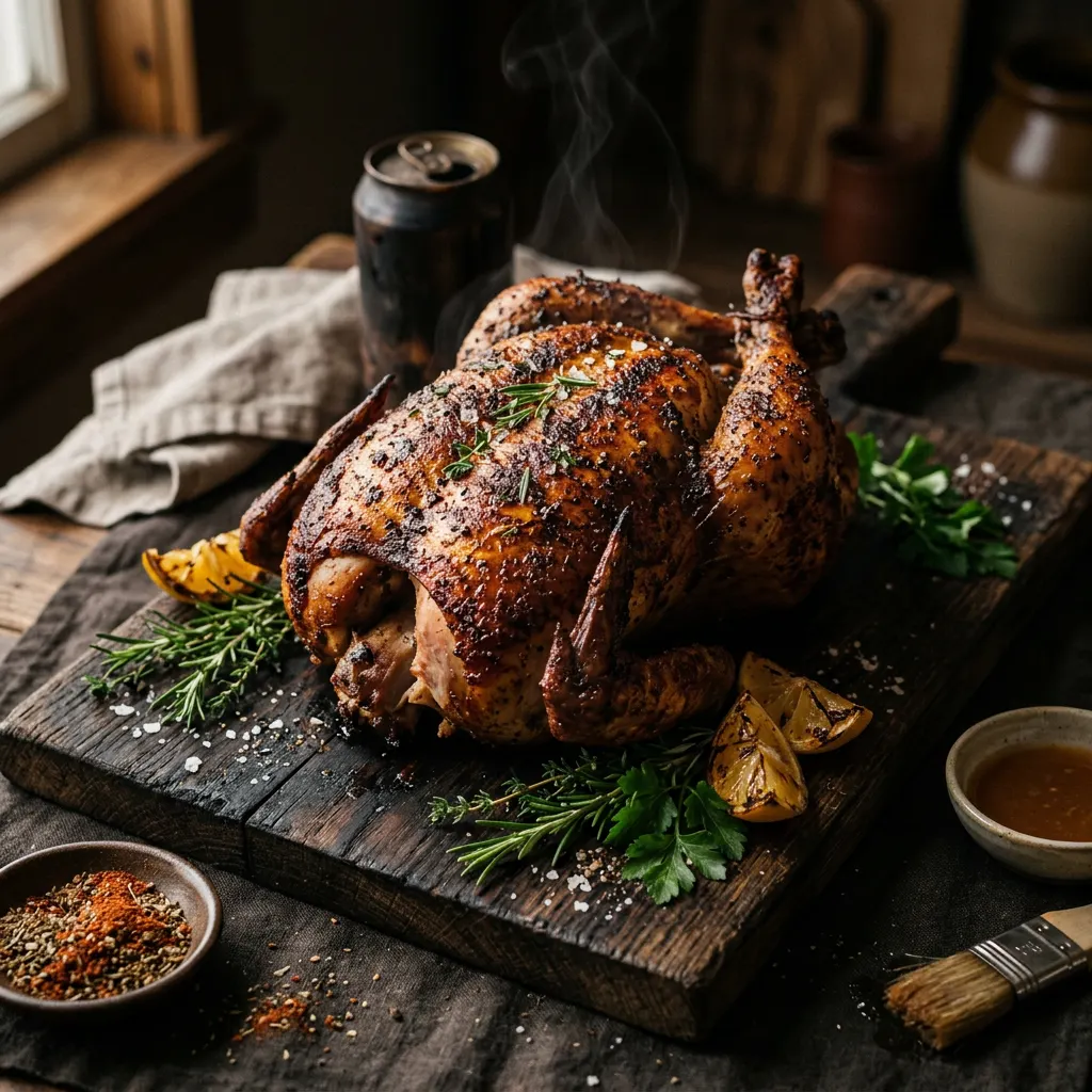 Hickory-Smoked Sweet-Heat Beer-Can Whole Chicken