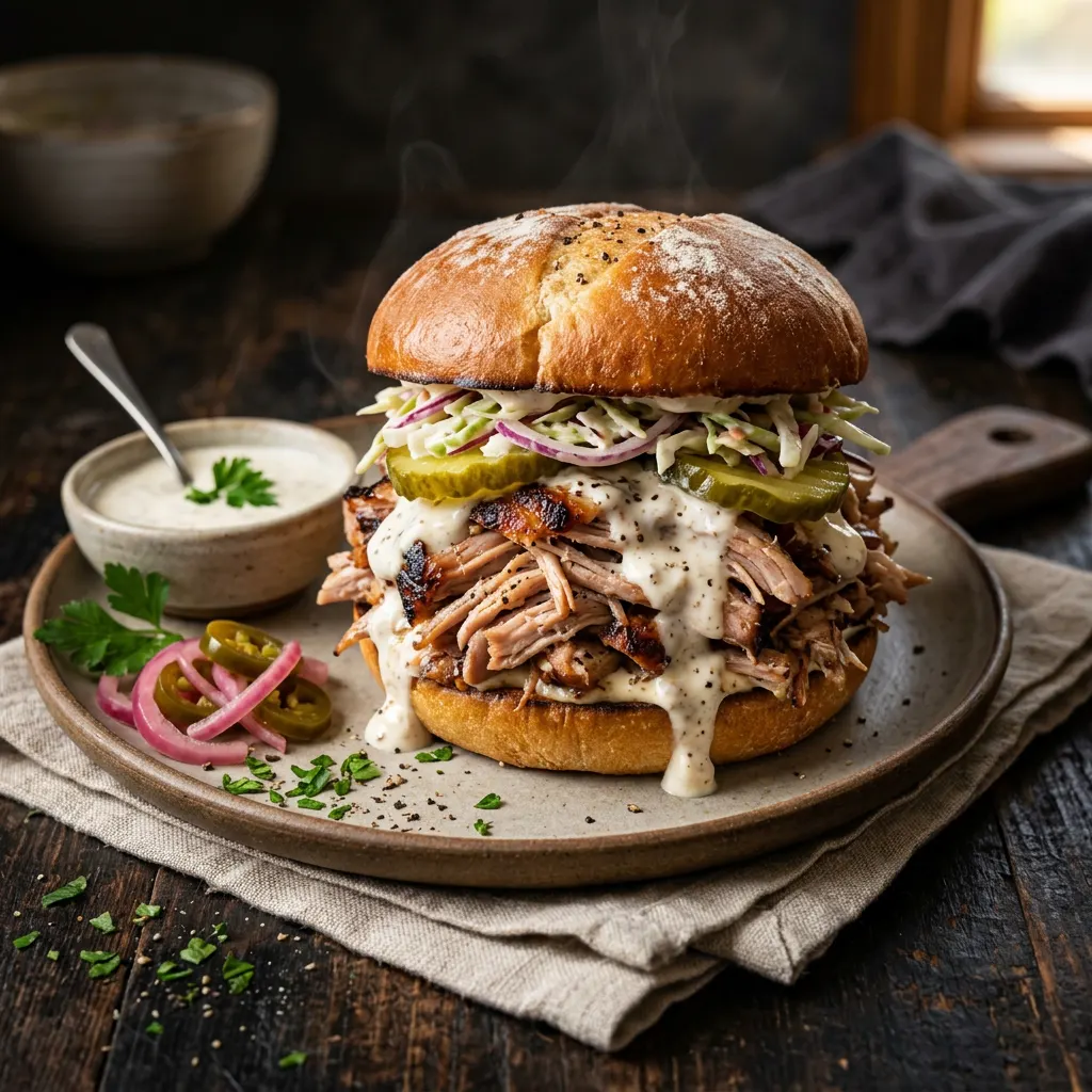 Hickory-Smoked Smoked Pulled Chicken Sandwiches