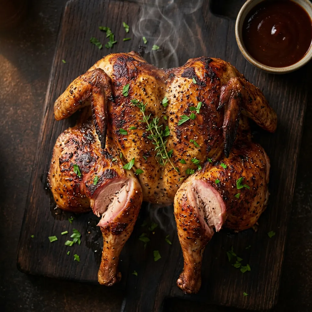 Hickory-Smoked Smoked Spatchcocked Whole Chicken