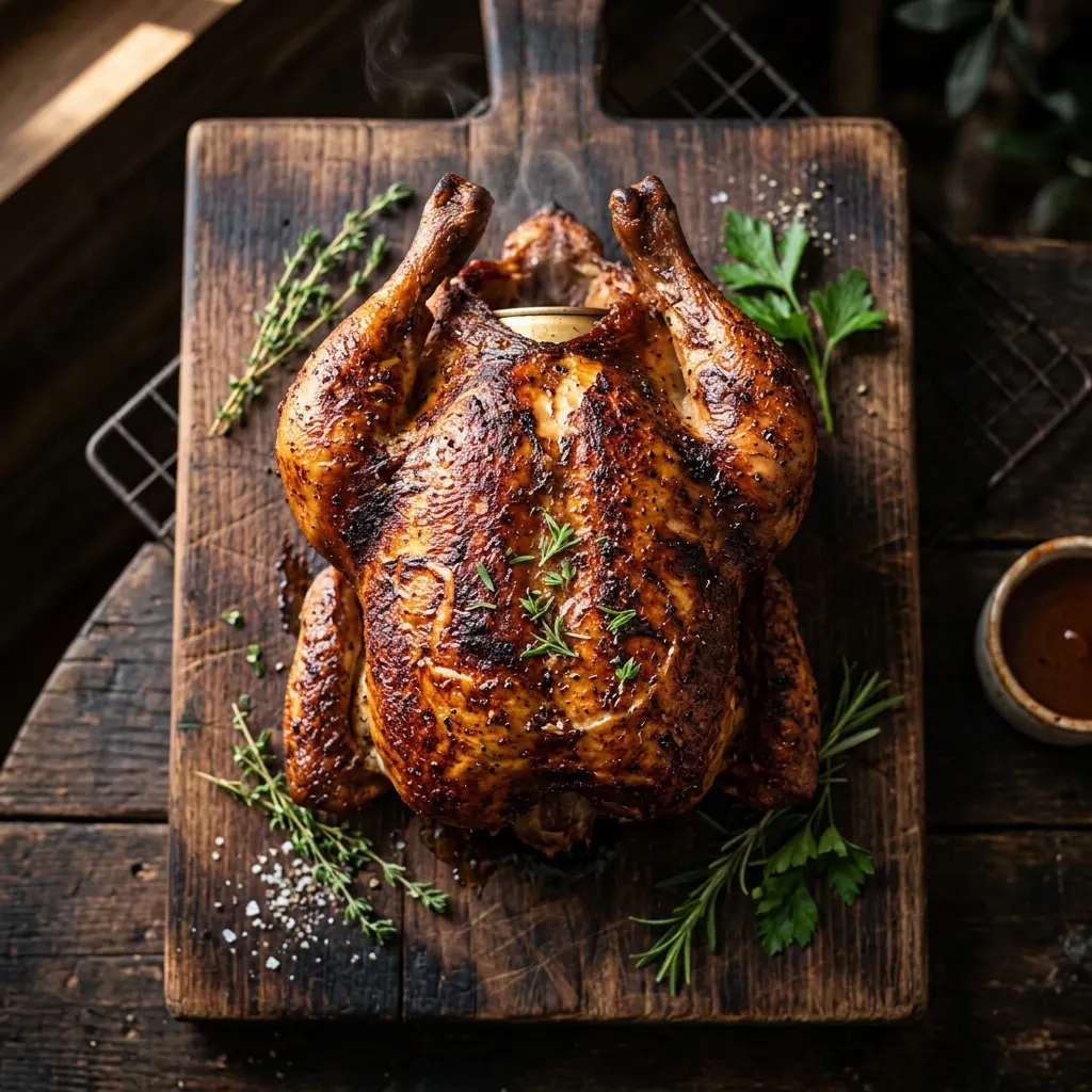 Hickory-Smoked Hickory-Smoked Beer-Can Whole Chicken