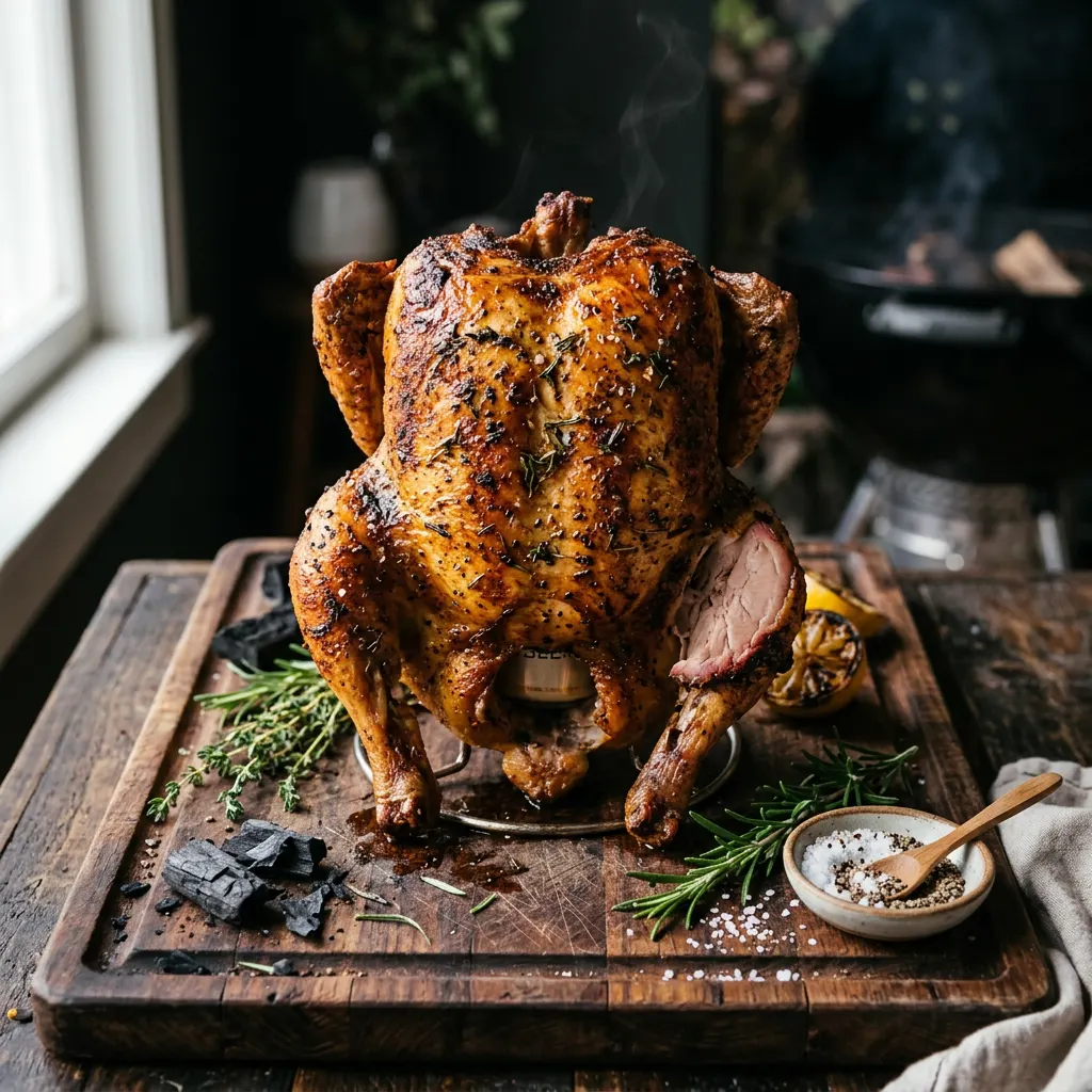 Apple-Smoked Competition-Style Beer-Can Whole Chicken