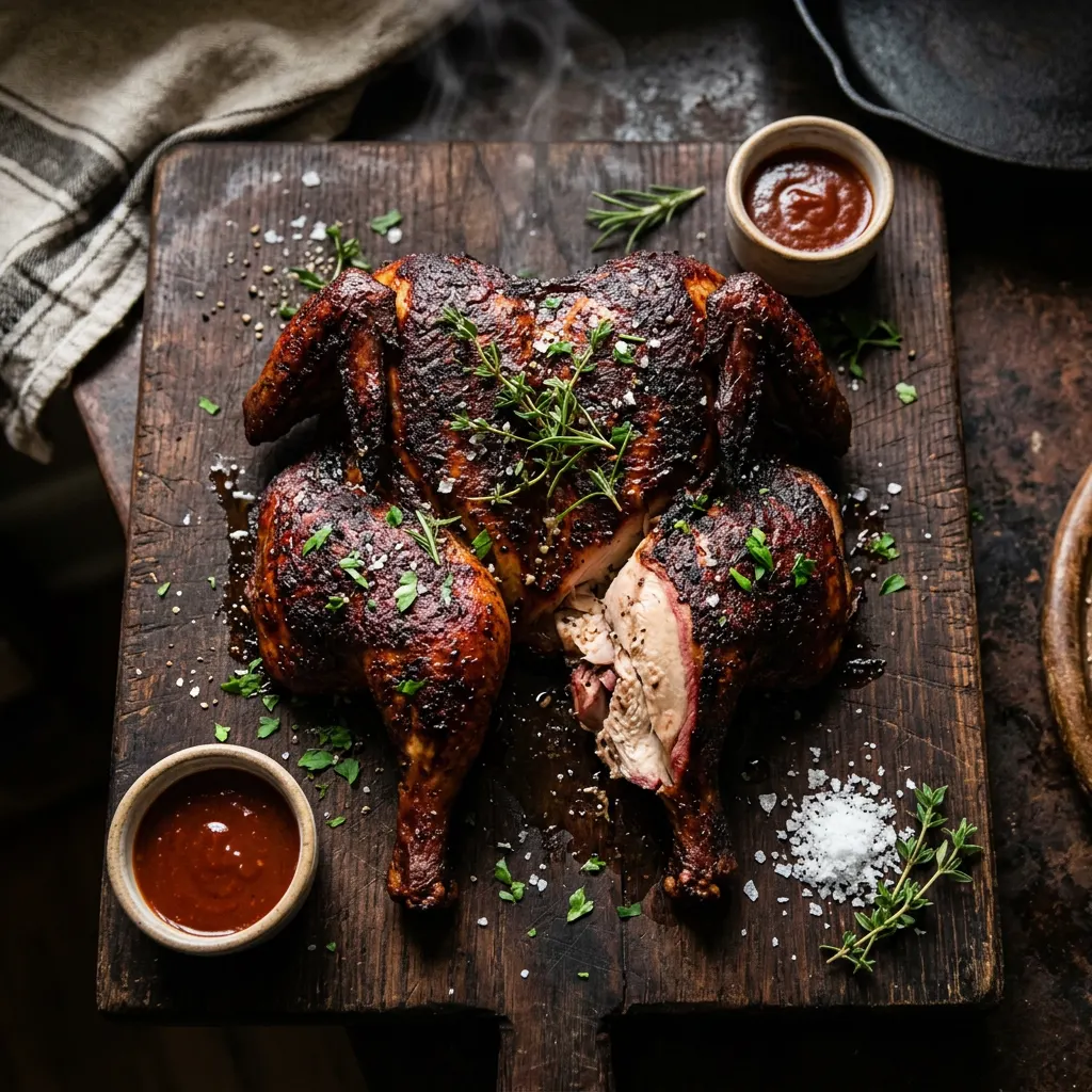 Cherry-Smoked Smoked Spatchcocked Whole Chicken