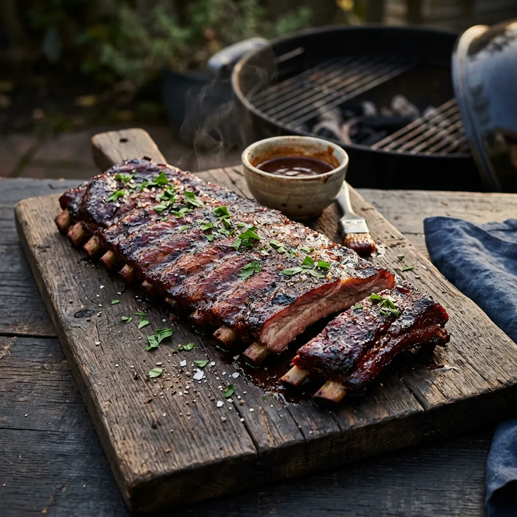 Cherry-Smoked Snake-Method Kettle Ribs