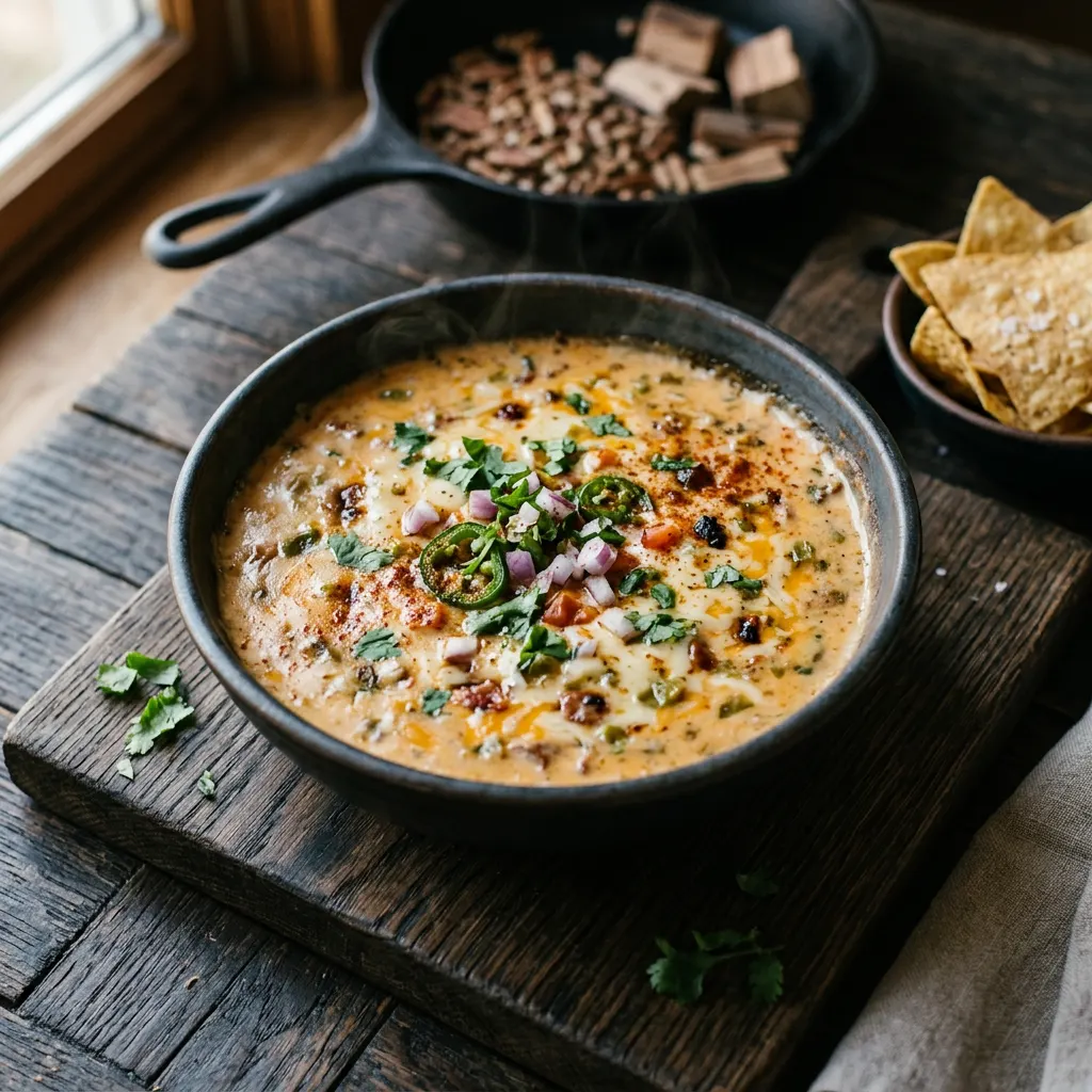 Backyard Version of Hickory-Smoked Pellet-Cooker Smoked Queso