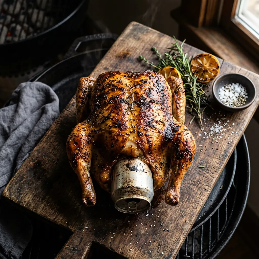 Sweet-Heat Beer-Can Whole Chicken