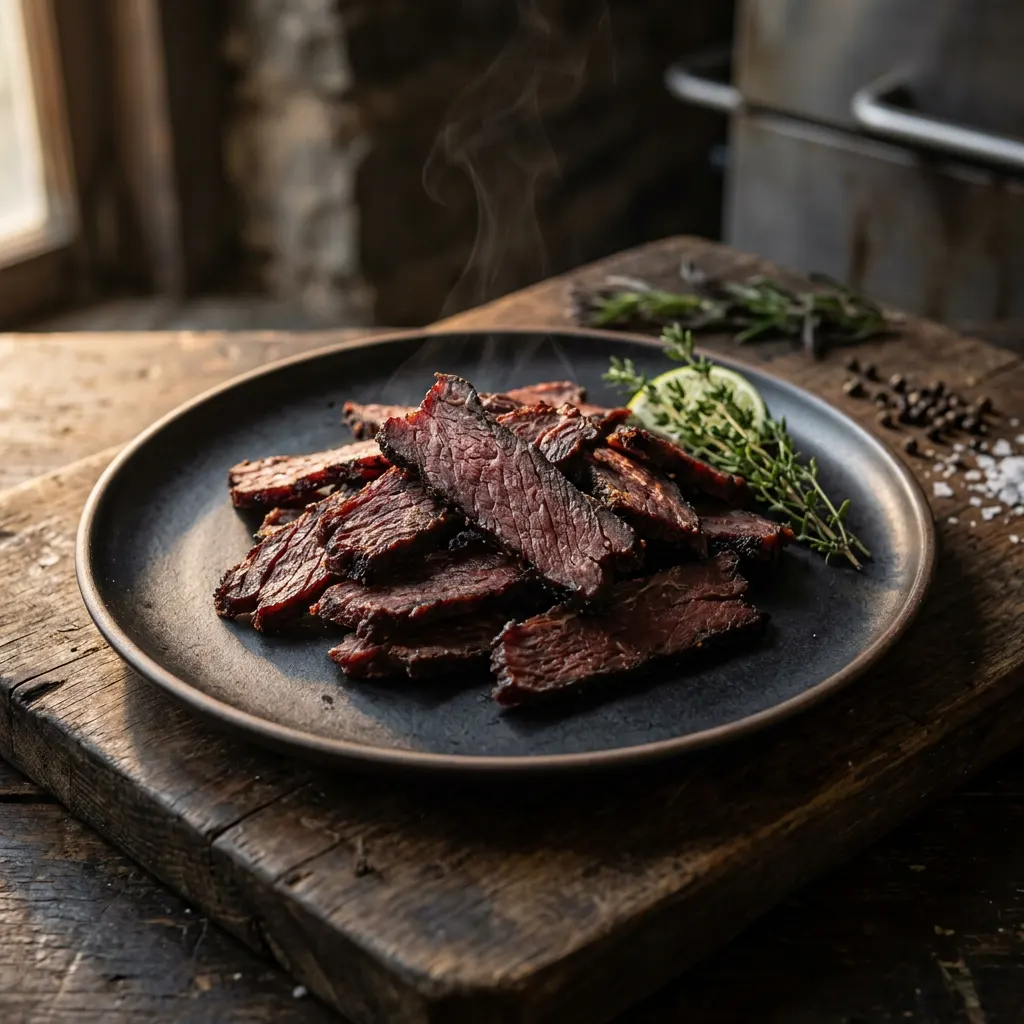 Garlic-Butter Smoked Beef Jerky