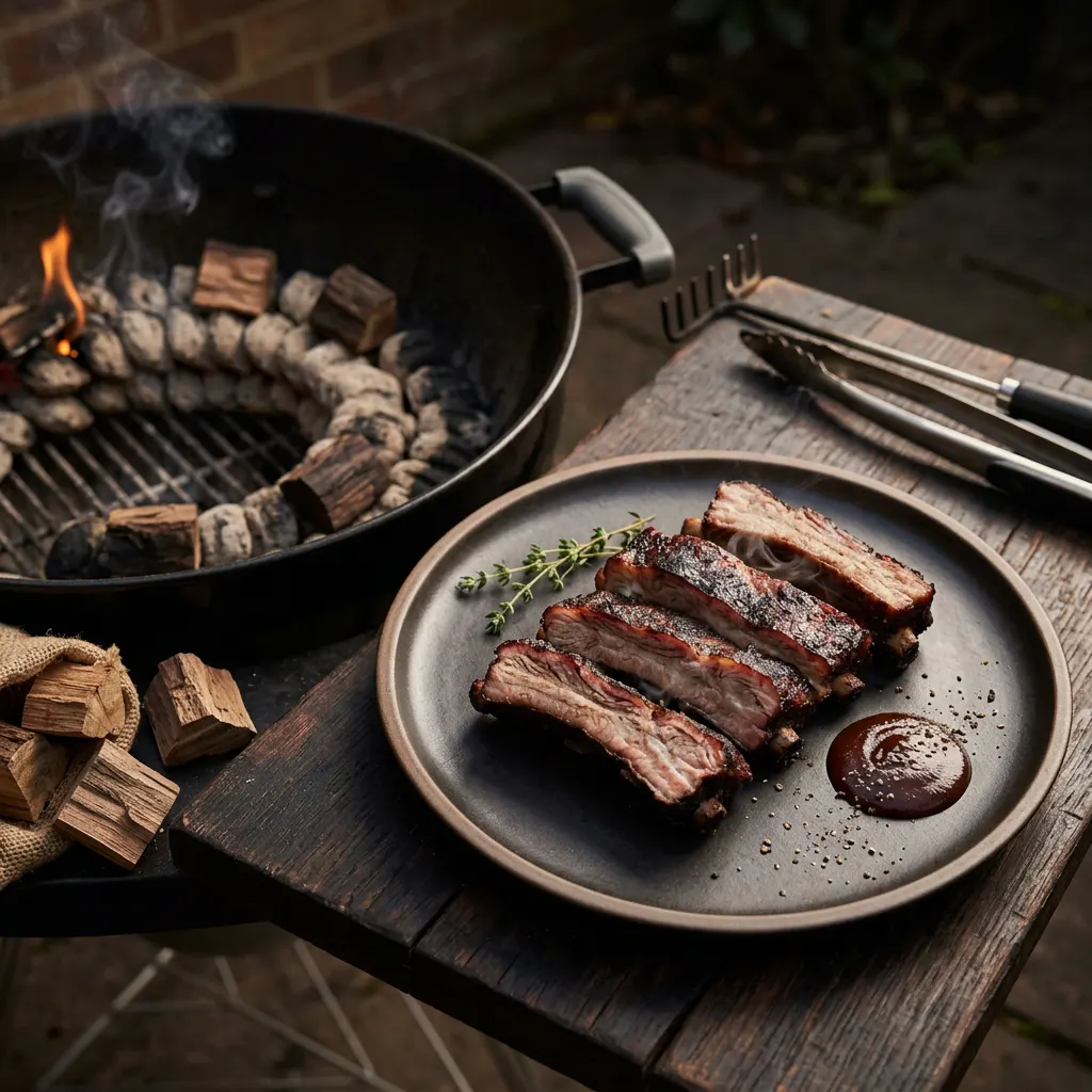 Apple-Smoked Snake-Method Kettle Ribs