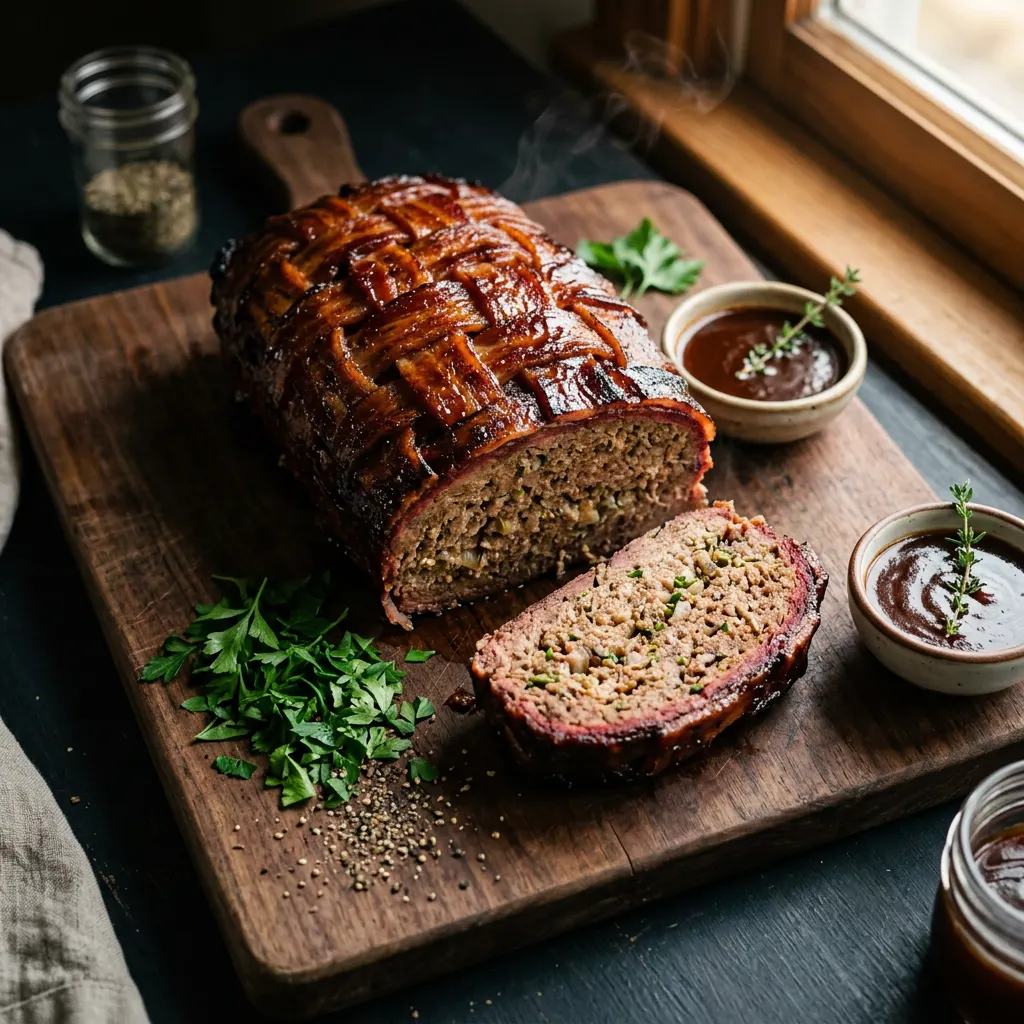 Bacon-Wrapped Smoked Meatloaf