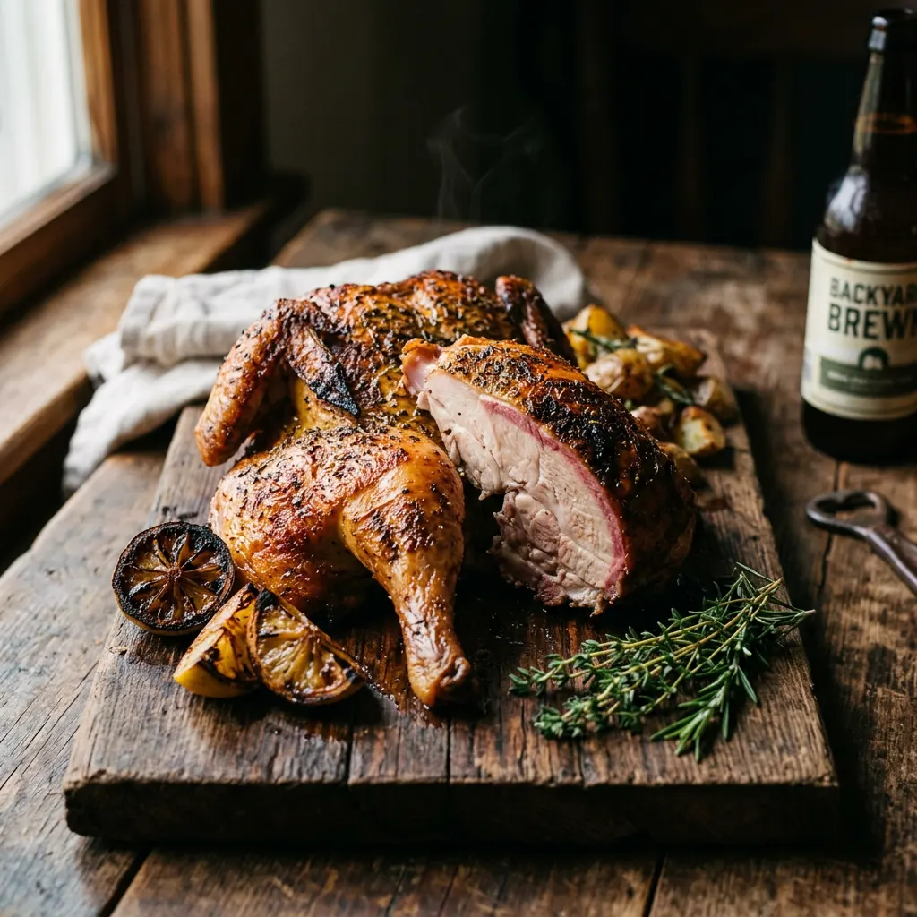 Backyard Beer-Can Whole Chicken