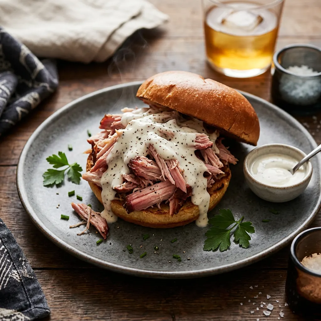 Apple-Smoked Smoked Pulled Chicken Sandwiches