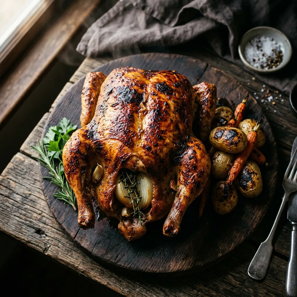 Hickory-Smoked Simple Beer-Can Whole Chicken