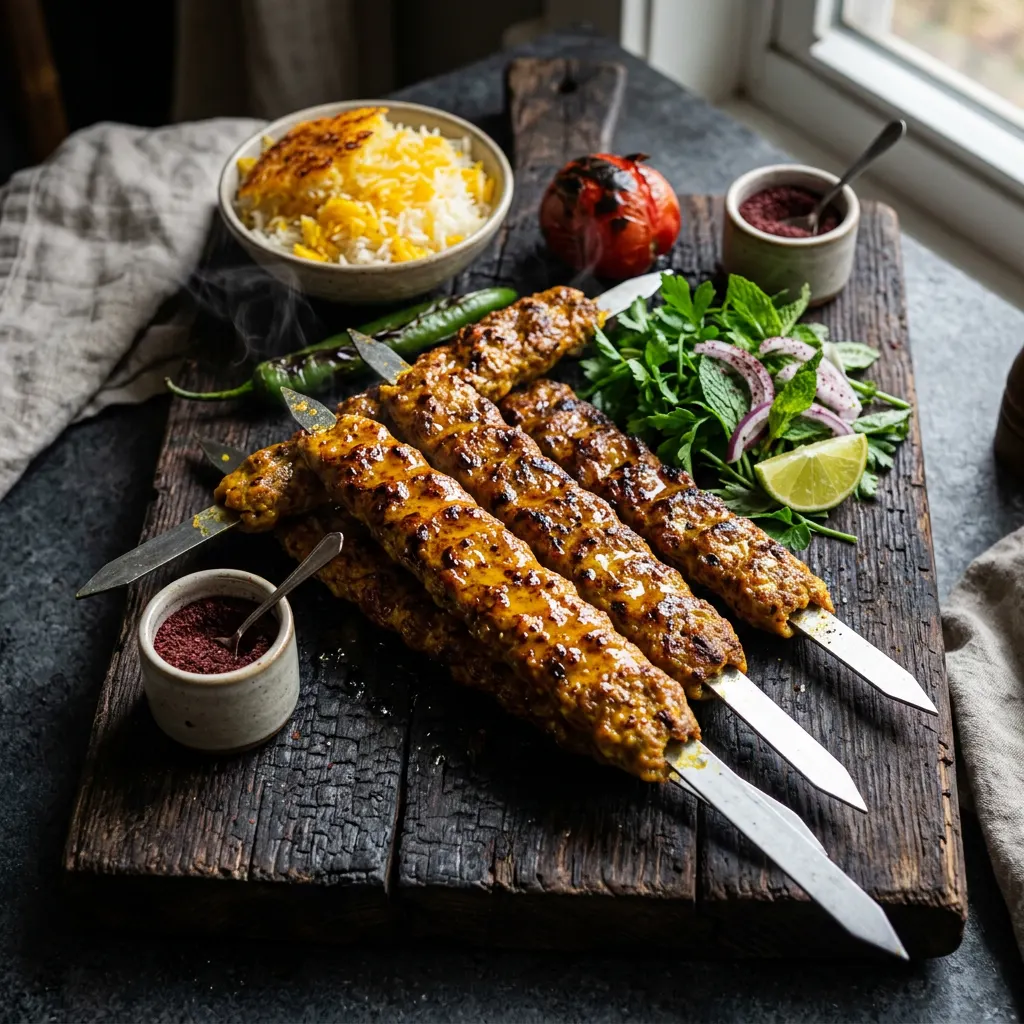Hickory-Smoked Smoked Koobideh — Persian Ground Beef Kebab