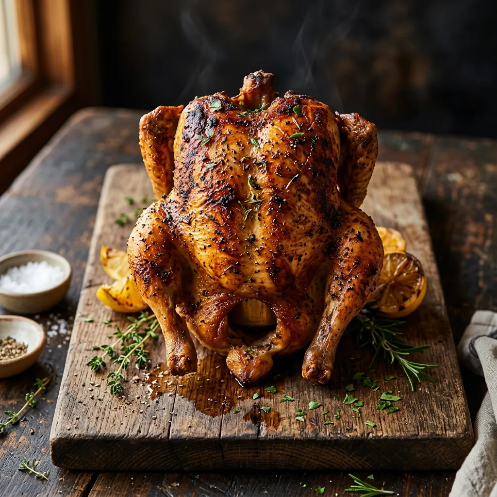Mesquite-Smoked Beer-Can Whole Chicken