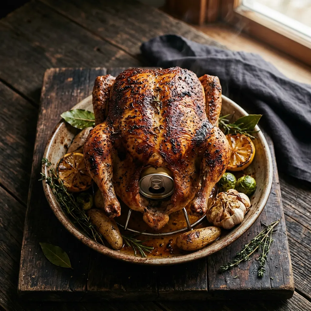 Hickory-Smoked Slow-Smoked Beer-Can Whole Chicken