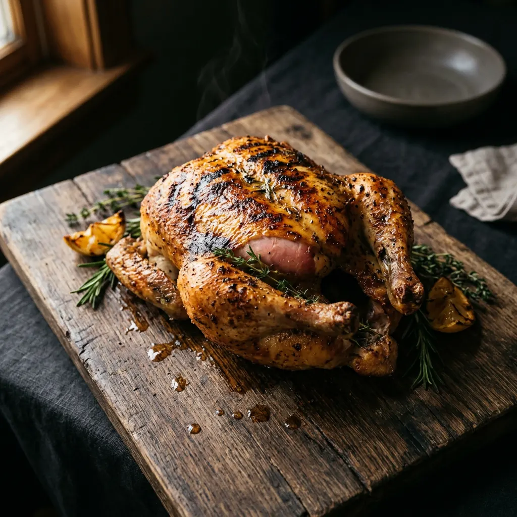 Hickory-Smoked Backyard Beer-Can Whole Chicken