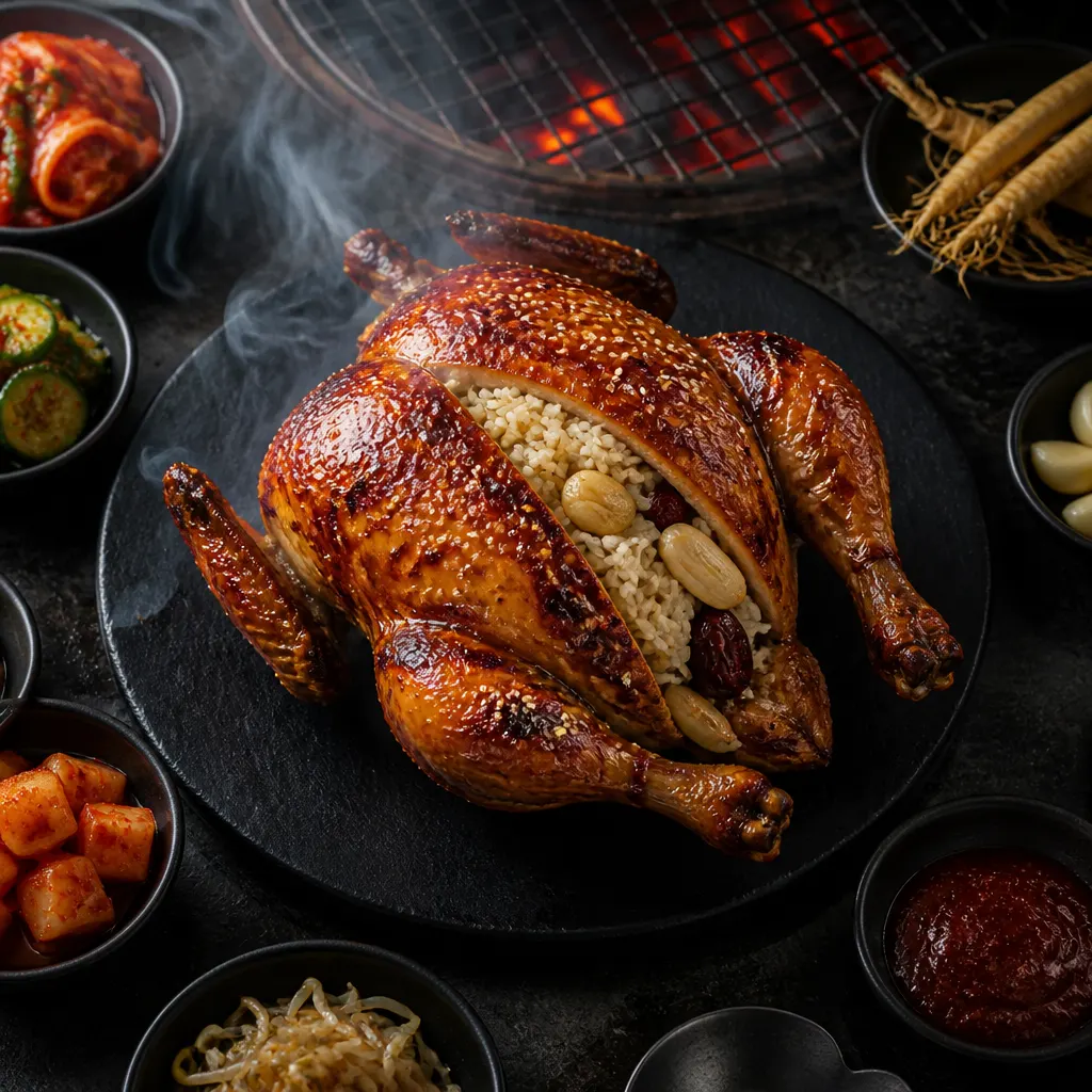 Smoked Stuffed Whole Chicken (Samgyetang-Style)