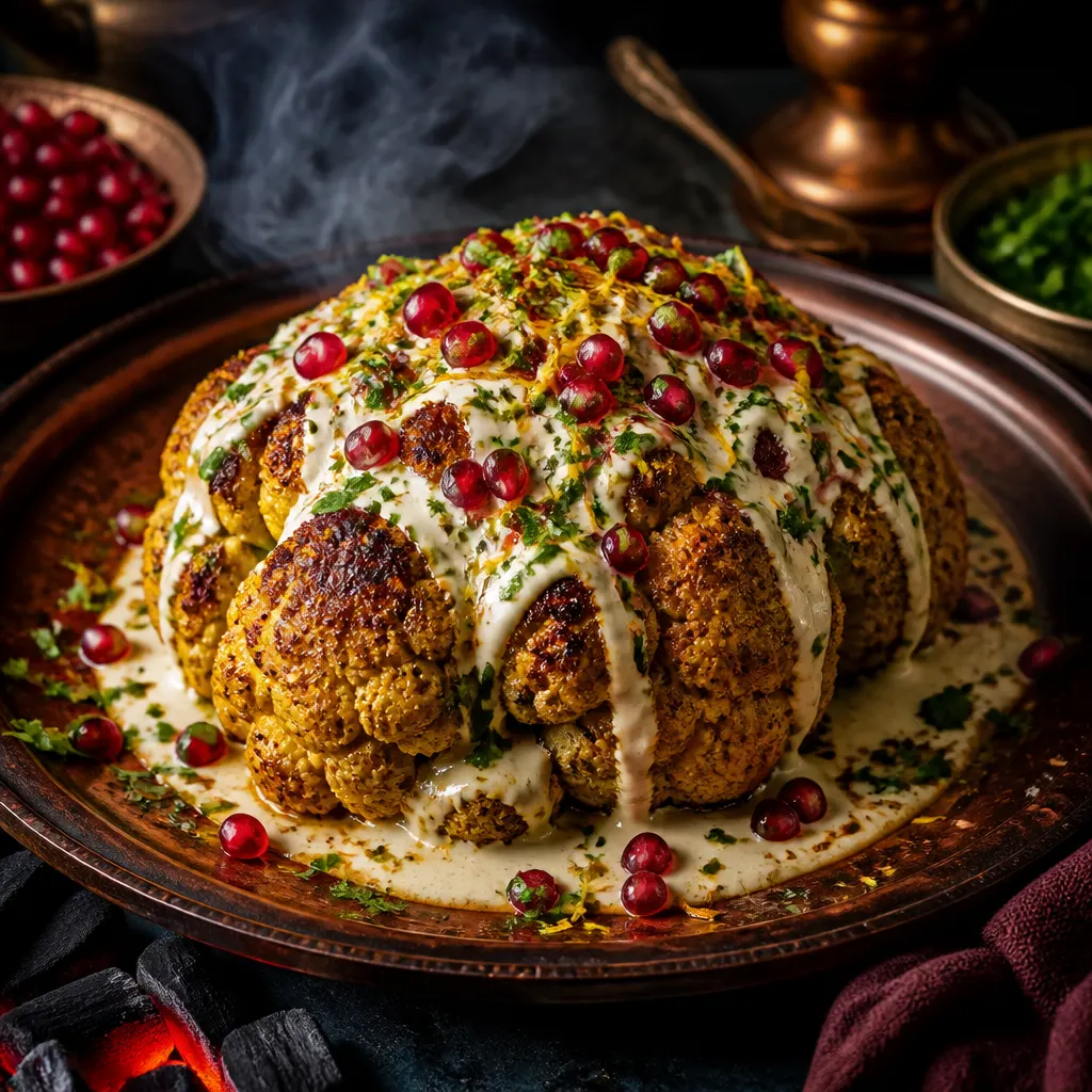 Whole Smoked Cauliflower with Tahini & Lemon