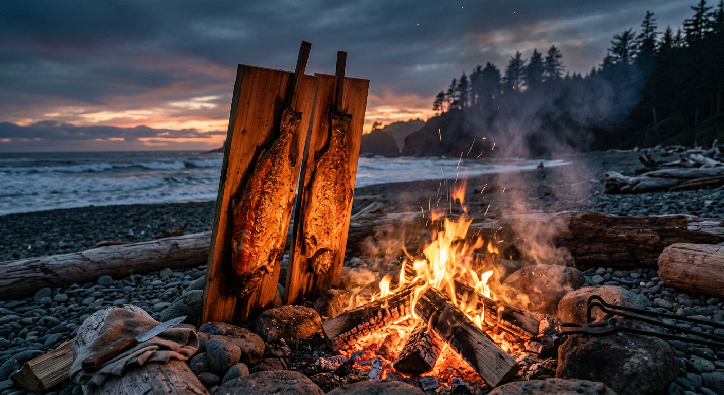 Cedar-Stake Pit-Smoked Salmon (Ceremonial-Style)