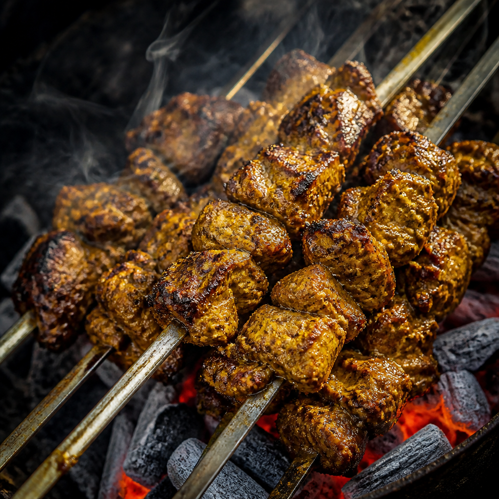 Durban Curry Smoked Lamb Skewers