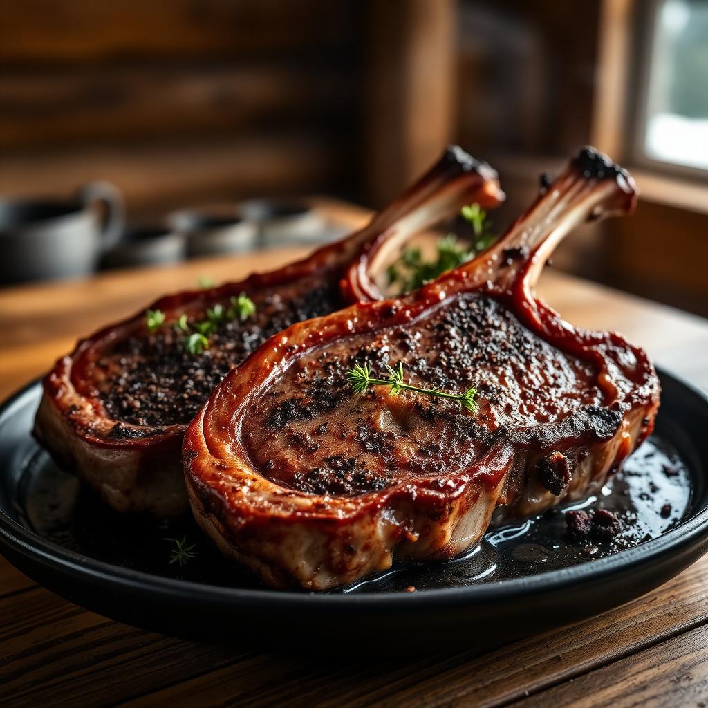 Juniper-Smoked Pork Chops