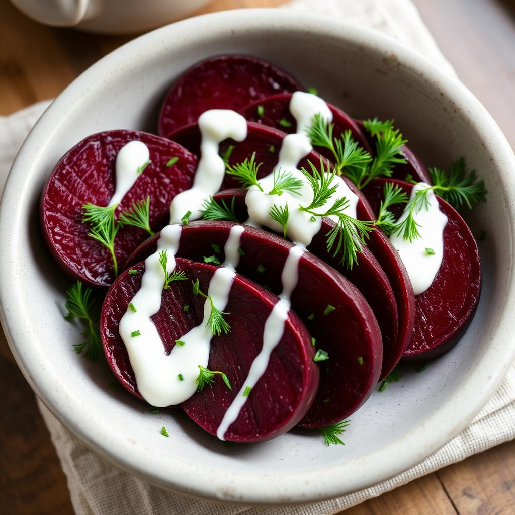 Smoked Beets with Dill Crème Fraîche