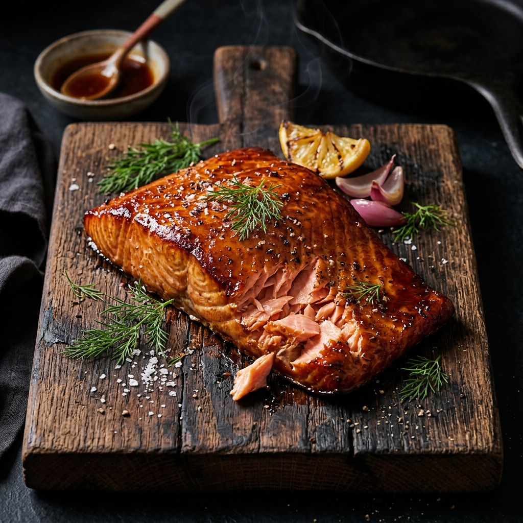 Hot-Smoked King Salmon with Maple Glaze