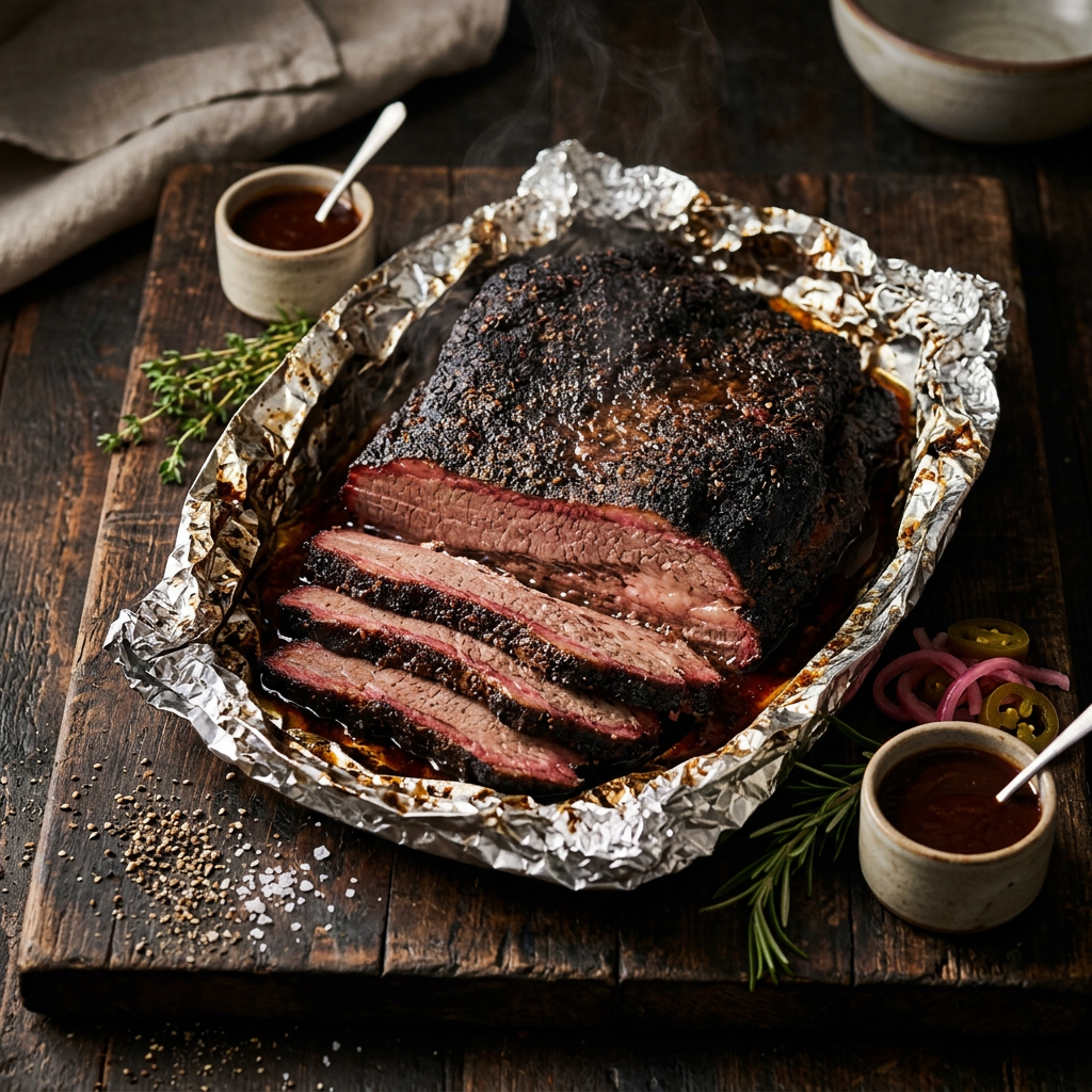 Backyard Version of My Take on Foil-Boat Brisket