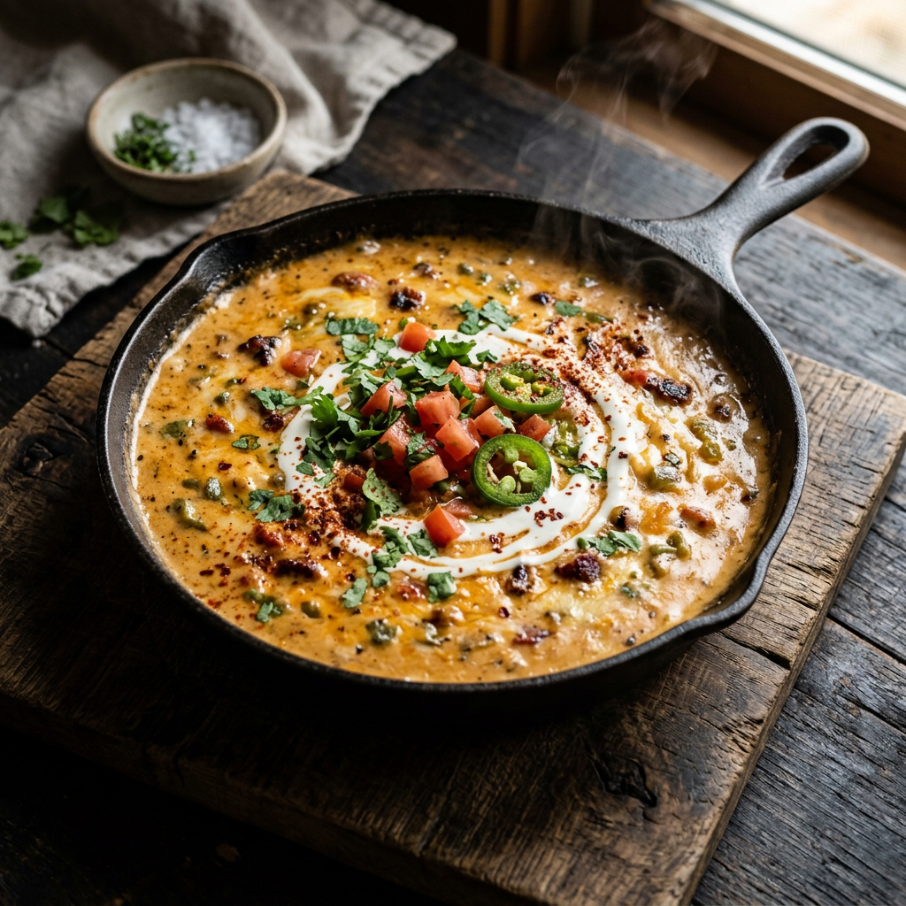 My Take on My Take on Backyard Version of Weekend Cook — Pellet-Cooker Smoked Queso