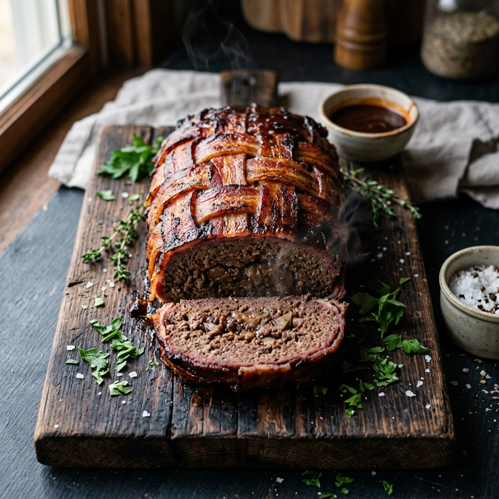 Bacon-Wrapped Smoked Venison Meatloaf