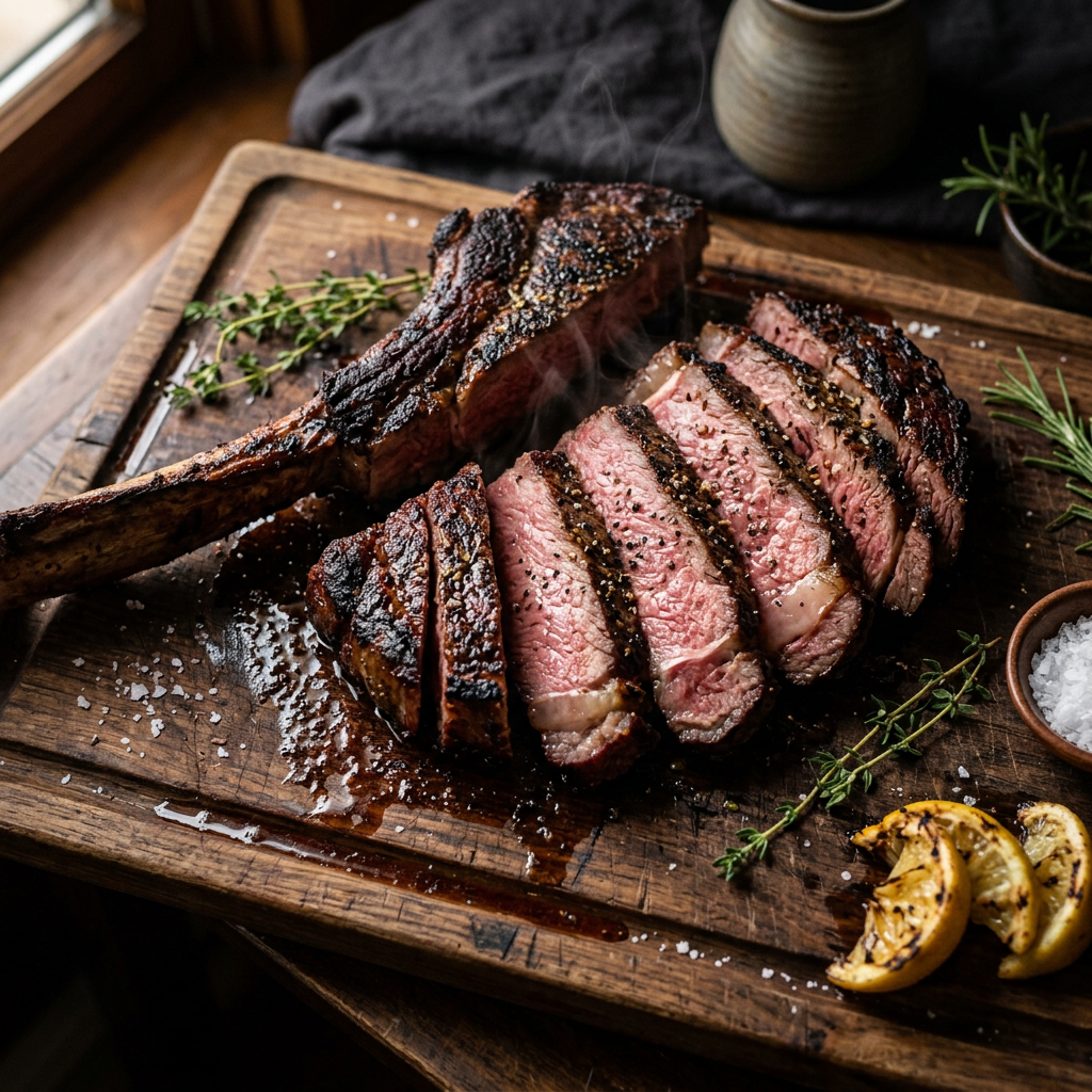 Variation of Apple-Smoked Reverse-Sear Tomahawk Ribeye