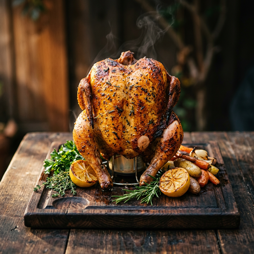 Sunday's Sunday's Backyard Version of Beer-Can Whole Chicken