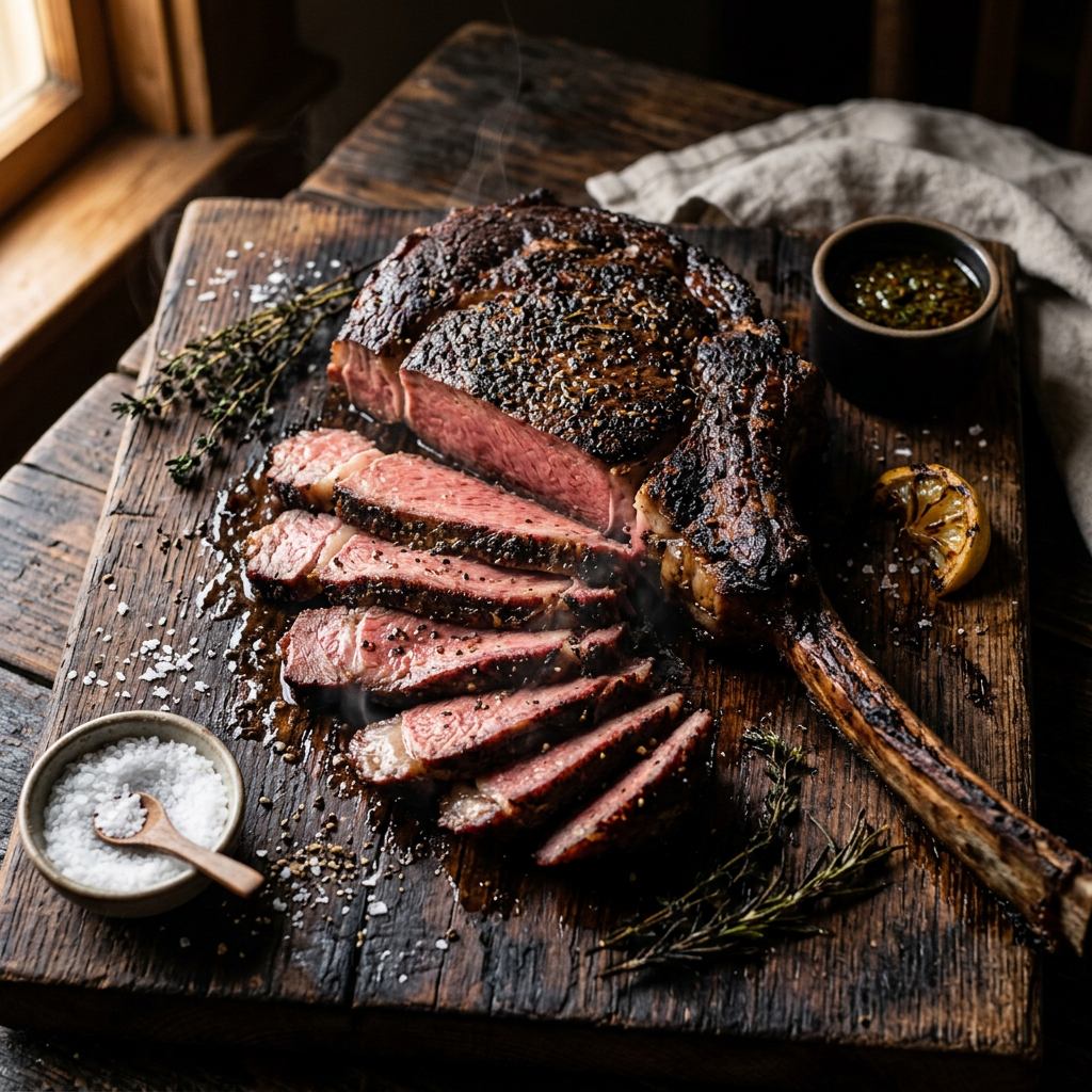 Backyard Version of Reverse-Sear Tomahawk Ribeye