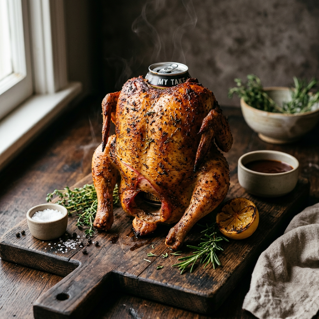 My Take on My Take on Backyard Version of Beer-Can Whole Chicken