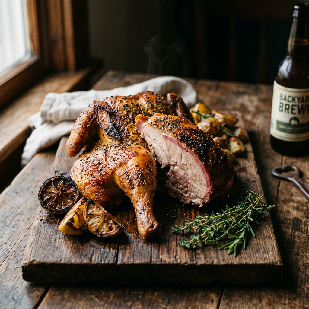 Backyard Version of Backyard Version of Beer-Can Whole Chicken
