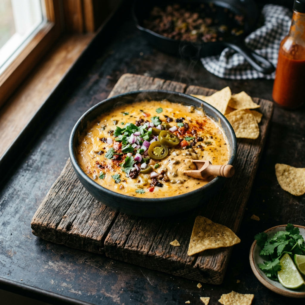 Backyard Version of Pellet-Cooker Smoked Queso