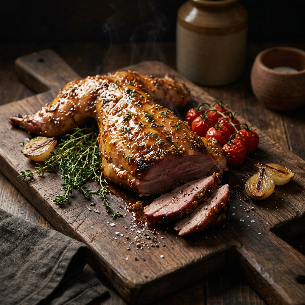 Smoked Rabbit with Mustard-Herb Glaze