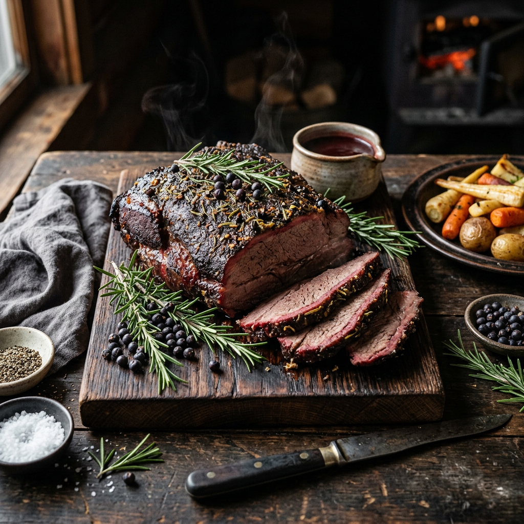 Smoked Bear Roast with Juniper & Rosemary