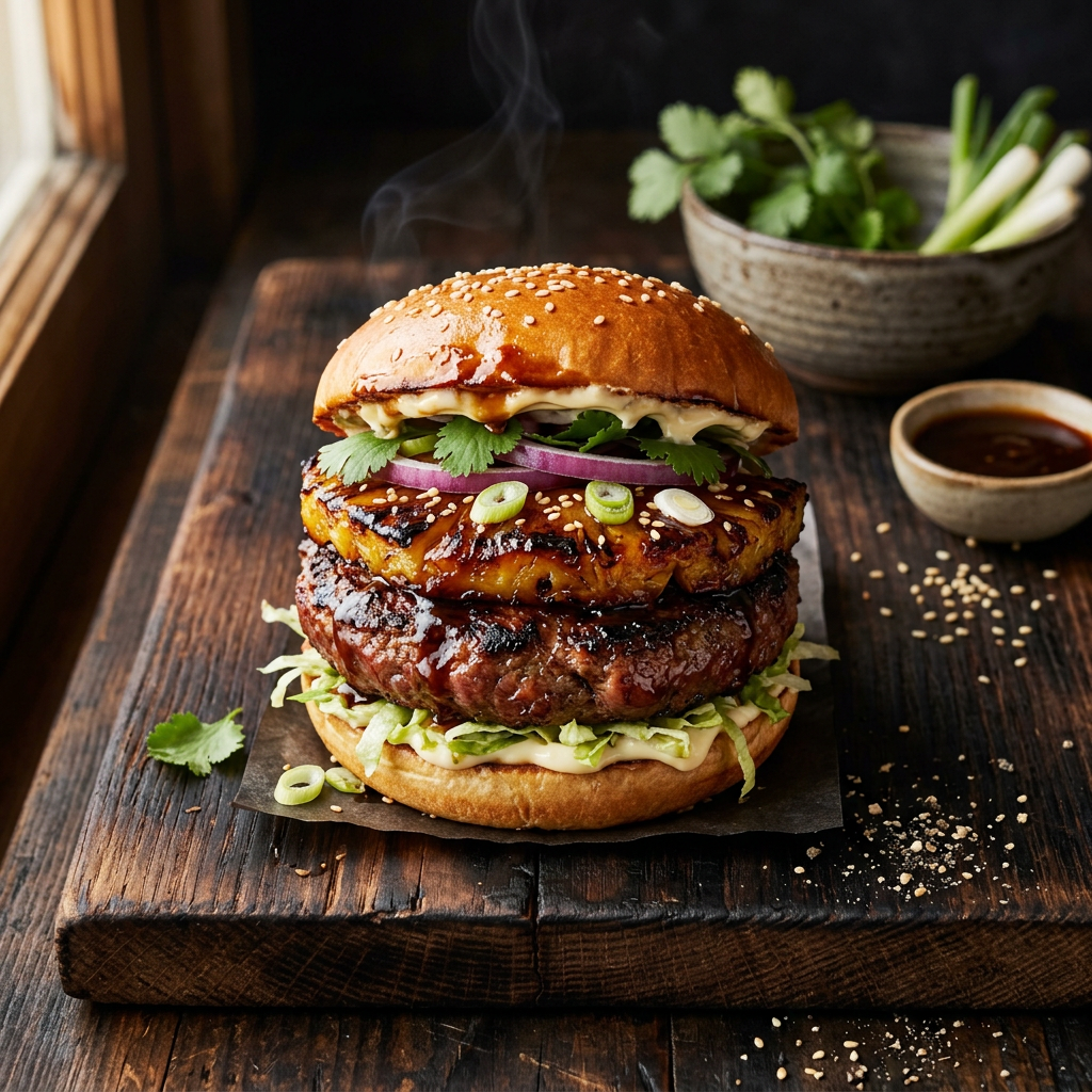 Weekend Cook — Smoked Pineapple Teriyaki Burgers