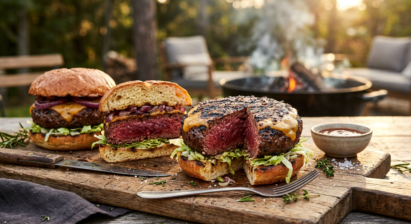 Smoked Bison Burgers with Sage