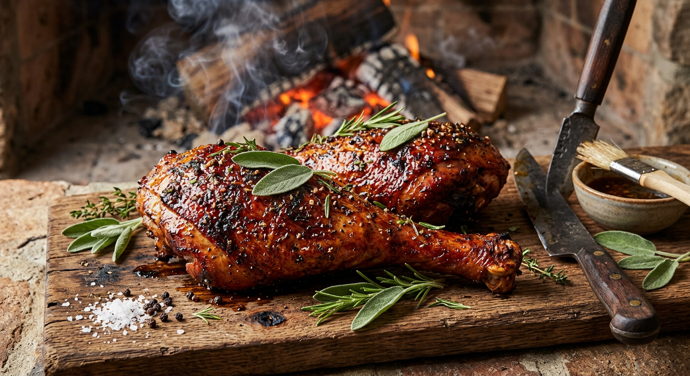 Smoked Turkey Legs with Maple & Sage