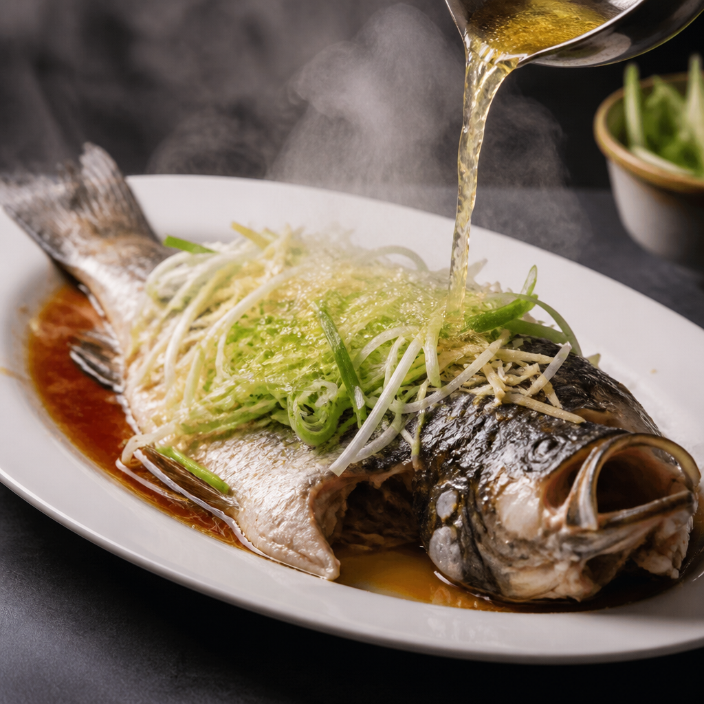 Smoked Whole Fish with Ginger-Scallion Oil