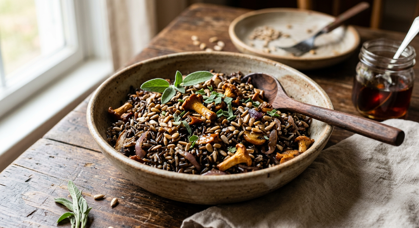 Smoked Wild Rice with Mushrooms & Maple