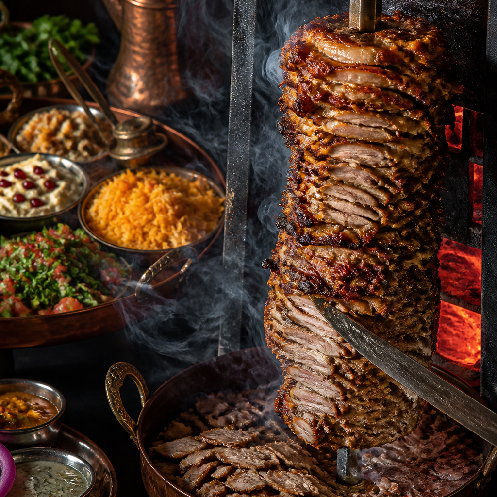 Spit-Smoked Lamb Shawarma Stack